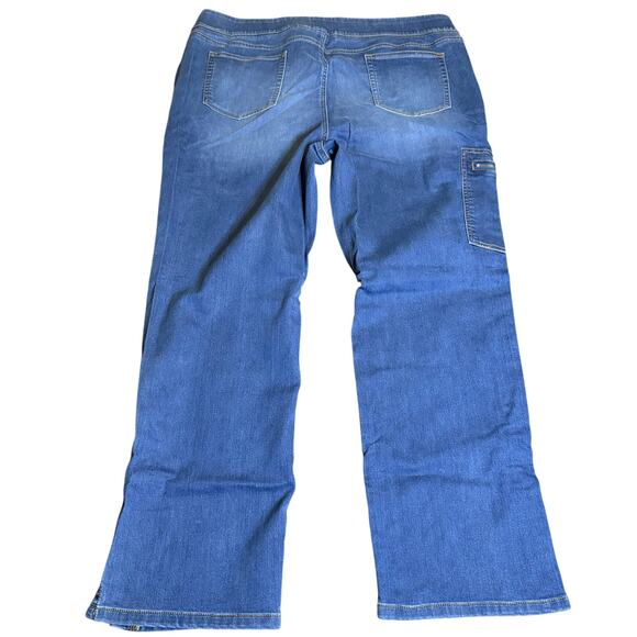 Denim & Co. Adaptive Comfy Knit Patch Pocket Jean, Medium Wash, Size XL, NWT - Picture 3 of 7